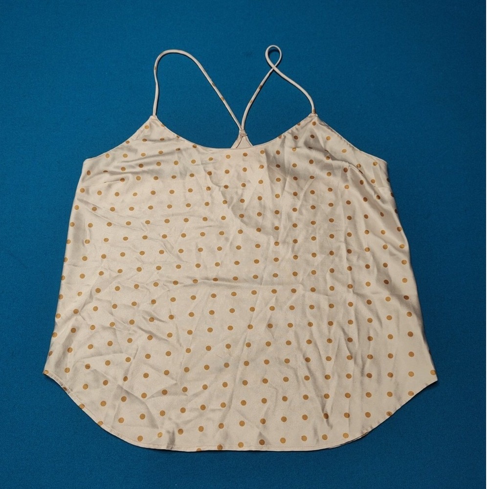 Victoria's Secret Camisole Womens Small Ivory Gold Polka Dot Satin Cami Top